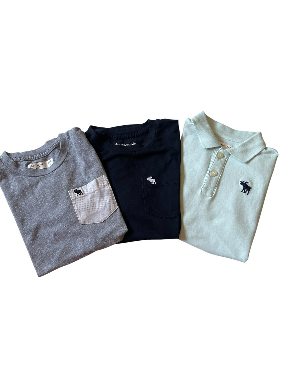 Abercrombie Kids Bundle Boys Three Shirts
Short  Sleeves Black, Gray & Mint